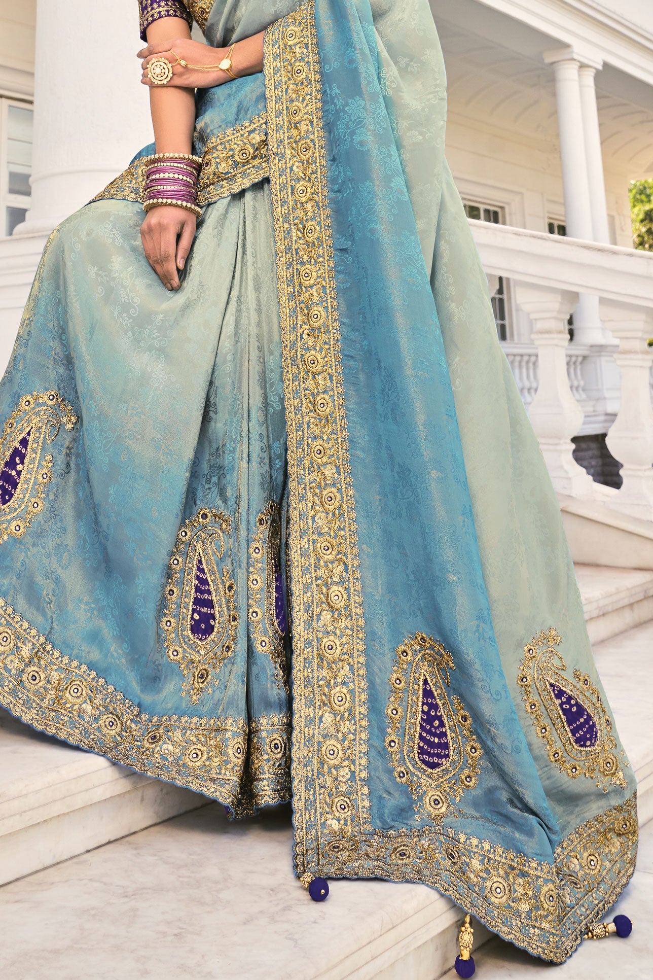 2-Tone Blue Pure Crepe Heavy Work Saree-ZB134225_4_SareeButa.com