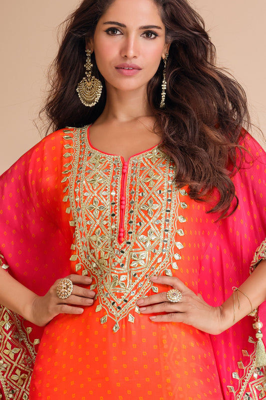 2-Tone Kaftan Set with Gota Patti Work-SS266_2_SareeButa.com