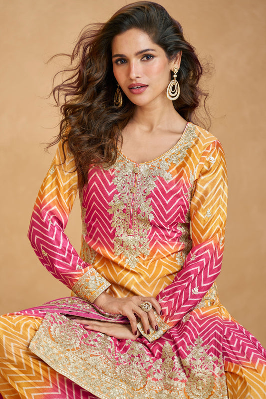 2-Tone Readymade Chinon Silk Suit-SS222_2_SareeButa.com