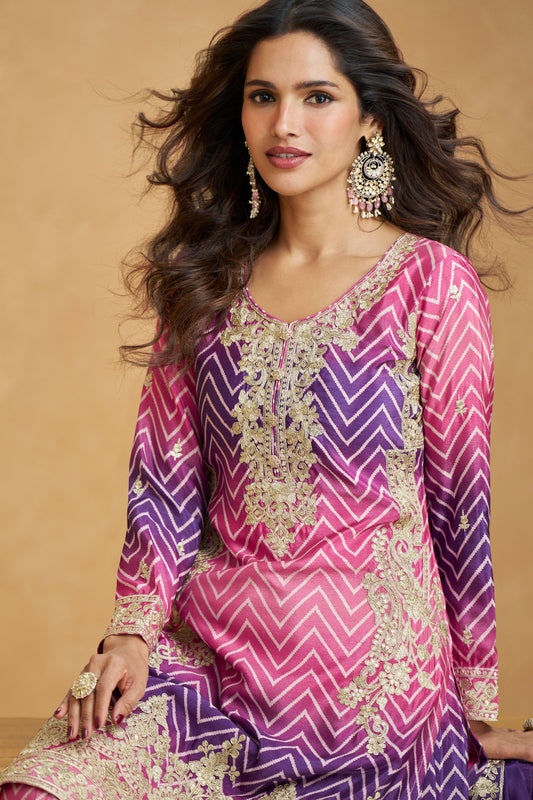 2-Tone Readymade Chinon Silk Suit-SS224_2_SareeButa.com