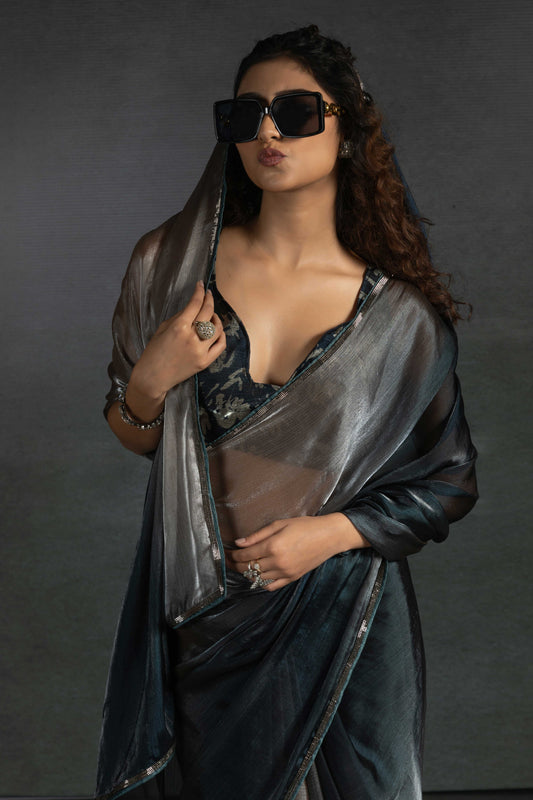 2-Tone Satin Silk Readymade Saree-ZB134319_2_SareeButa.com