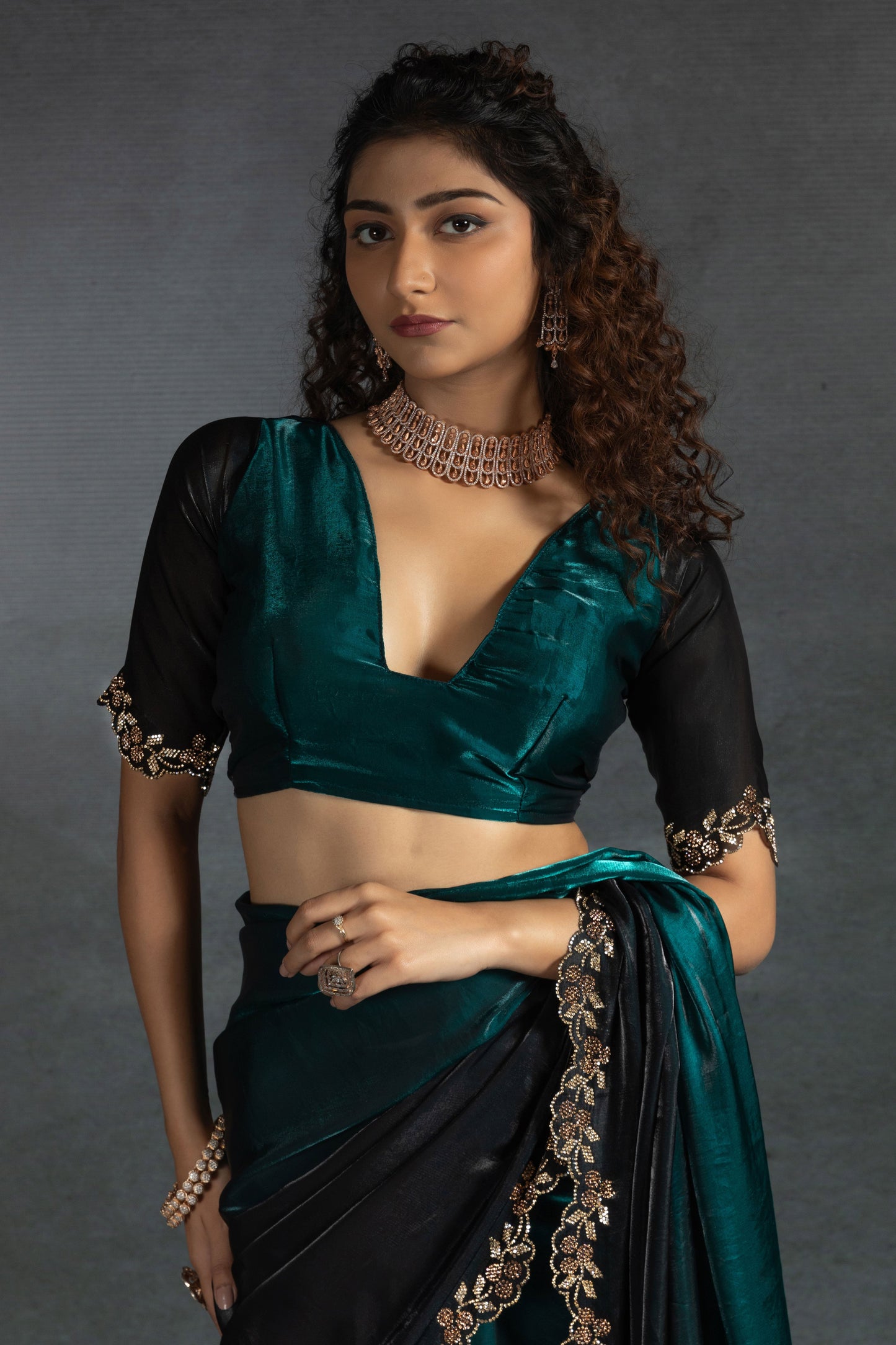 2-Tone Stone Work Satin Silk Saree-ZB134286_4_SareeButa.com