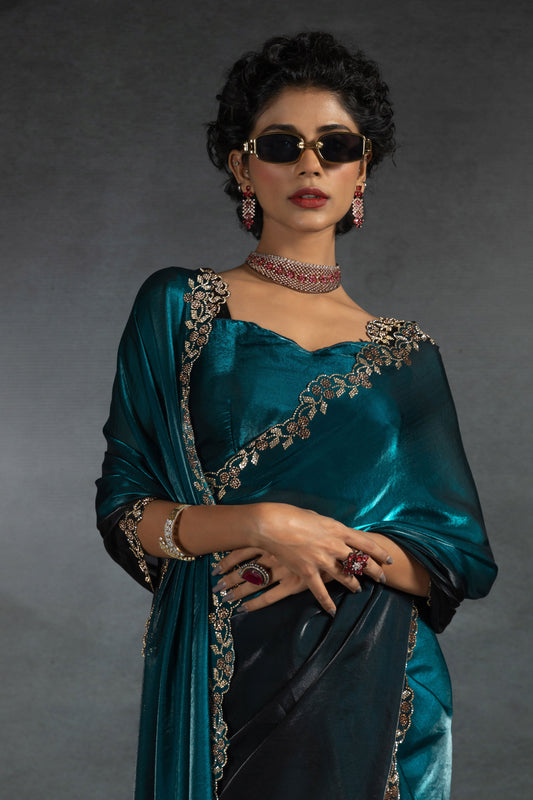 2-Tone Stone Work Satin Silk Saree-ZB134288_2_SareeButa.com