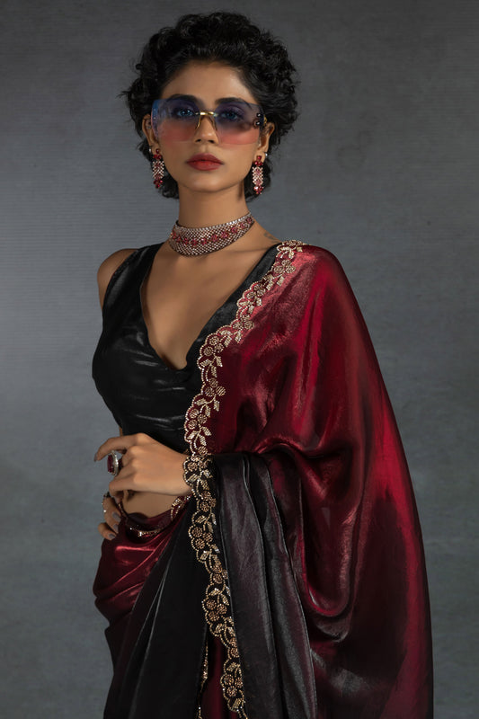 2-Tone Stone Work Satin Silk Saree-ZB134289_2_SareeButa.com