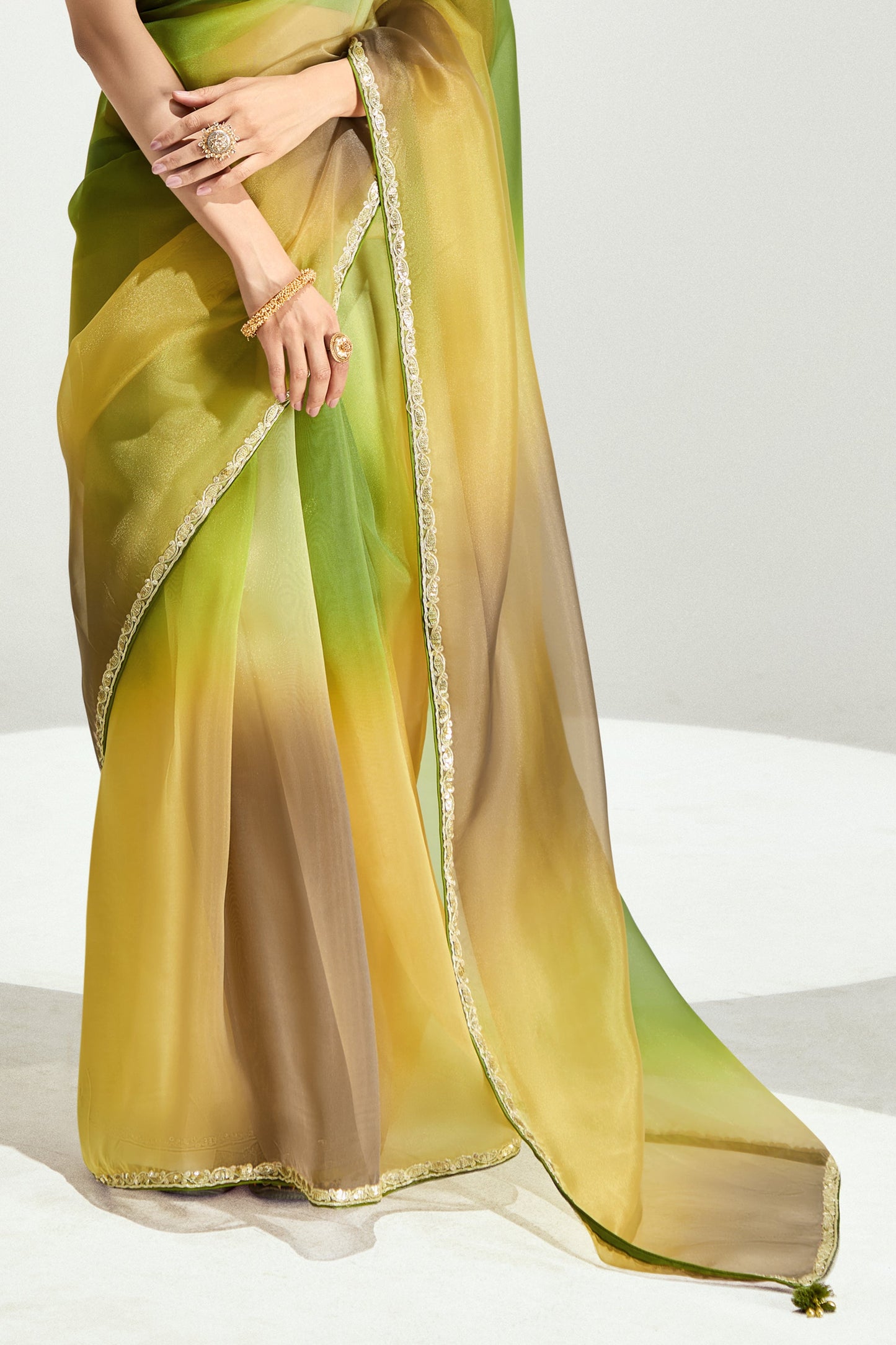 2-Tone Green Organza Tissue Saree-ZB134896_5_SareeButa.com