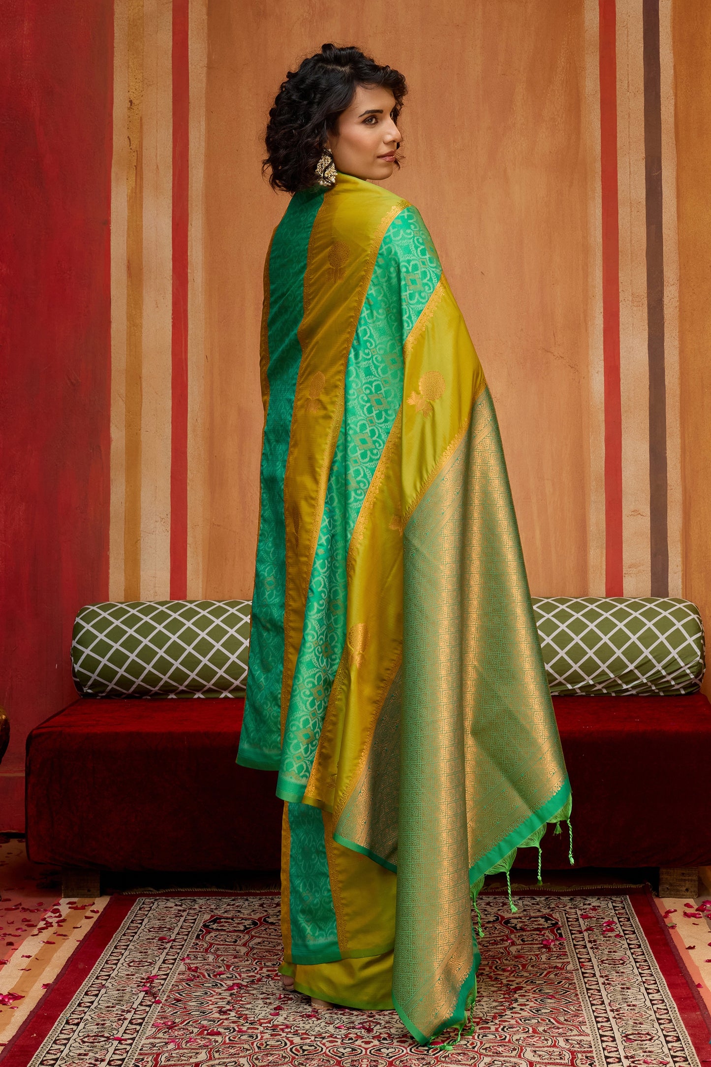 2-Tone Green Woven Silk Saree-SAR11918_5_SareeButa.com