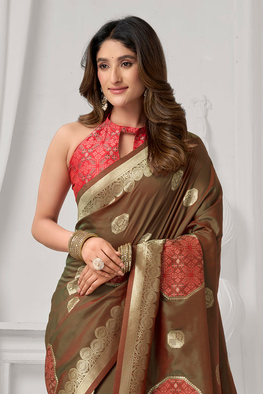 2-Tone Green Woven Silk Saree-SAR12677_2_SareeButa.com