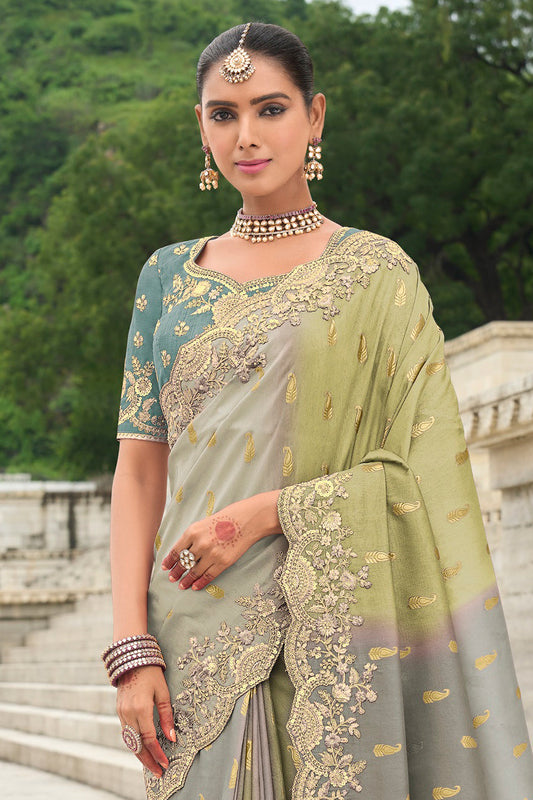 2-Tone Grey Banarasi Saree-ZB134498_2_SareeButa.com