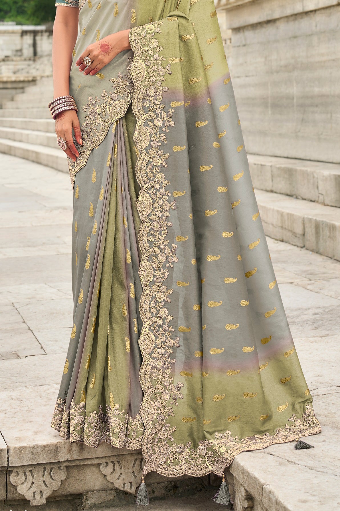 2-Tone Grey Banarasi Saree-ZB134498_3_SareeButa.com