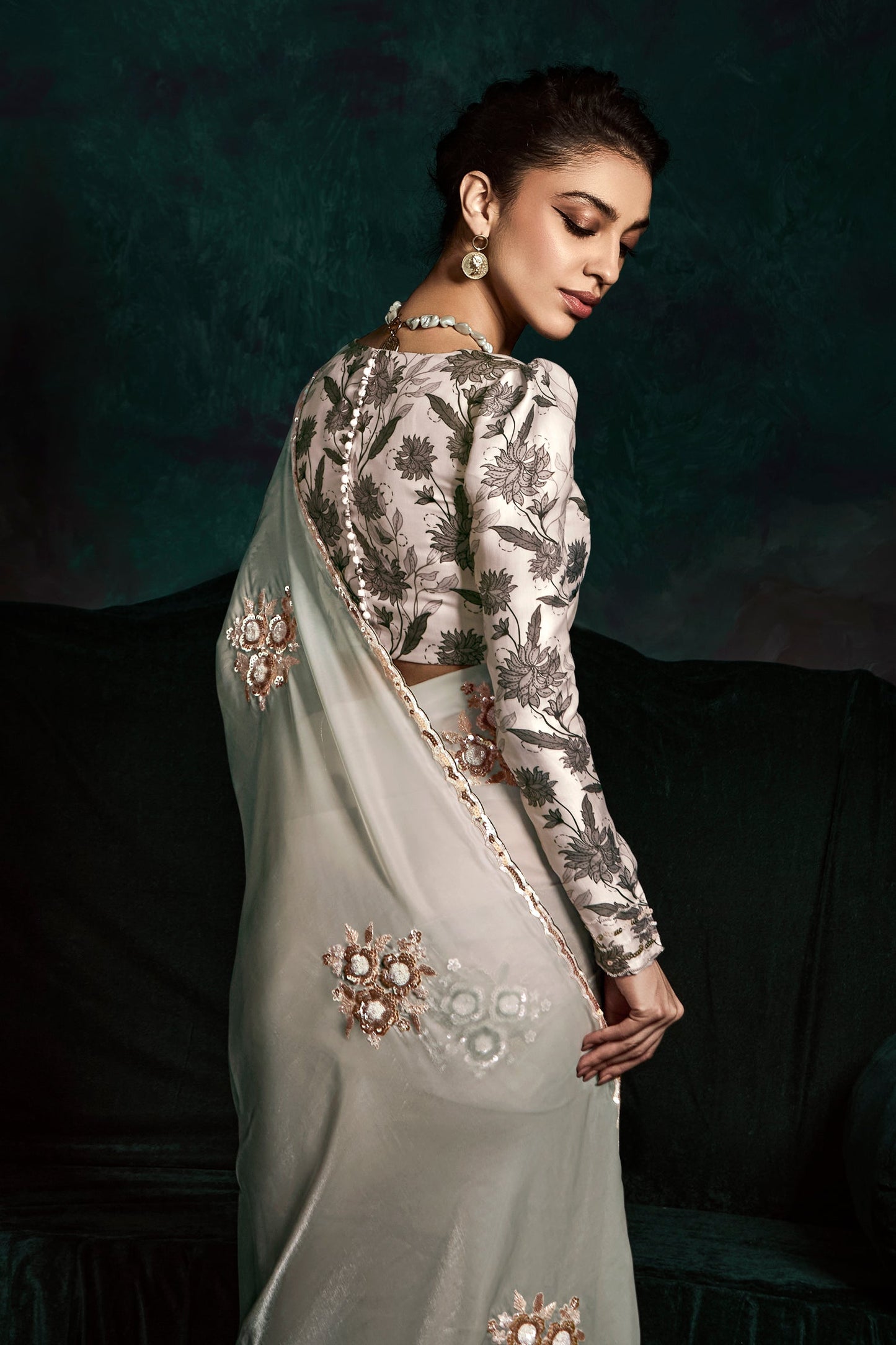 2-Tone Grey Embroidered Organza Saree-ZB134071_4_SareeButa.com
