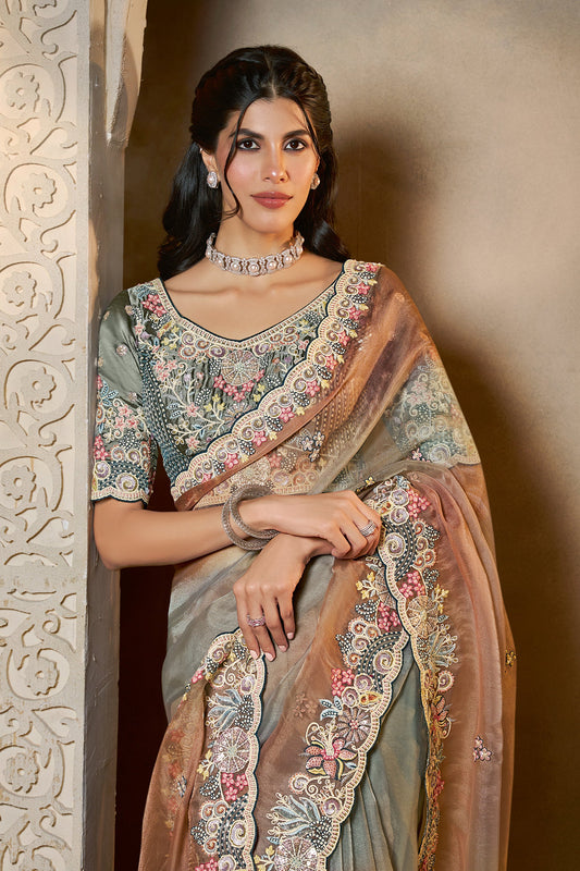 2-Tone Grey Embroidered Organza Satin Saree-SAR10878_2_SareeButa.com