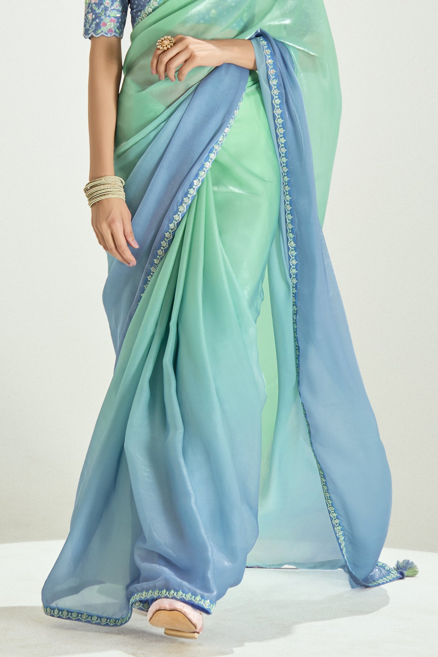 2-Tone Grey Organza Tissue Saree-ZB134899_5_SareeButa.com