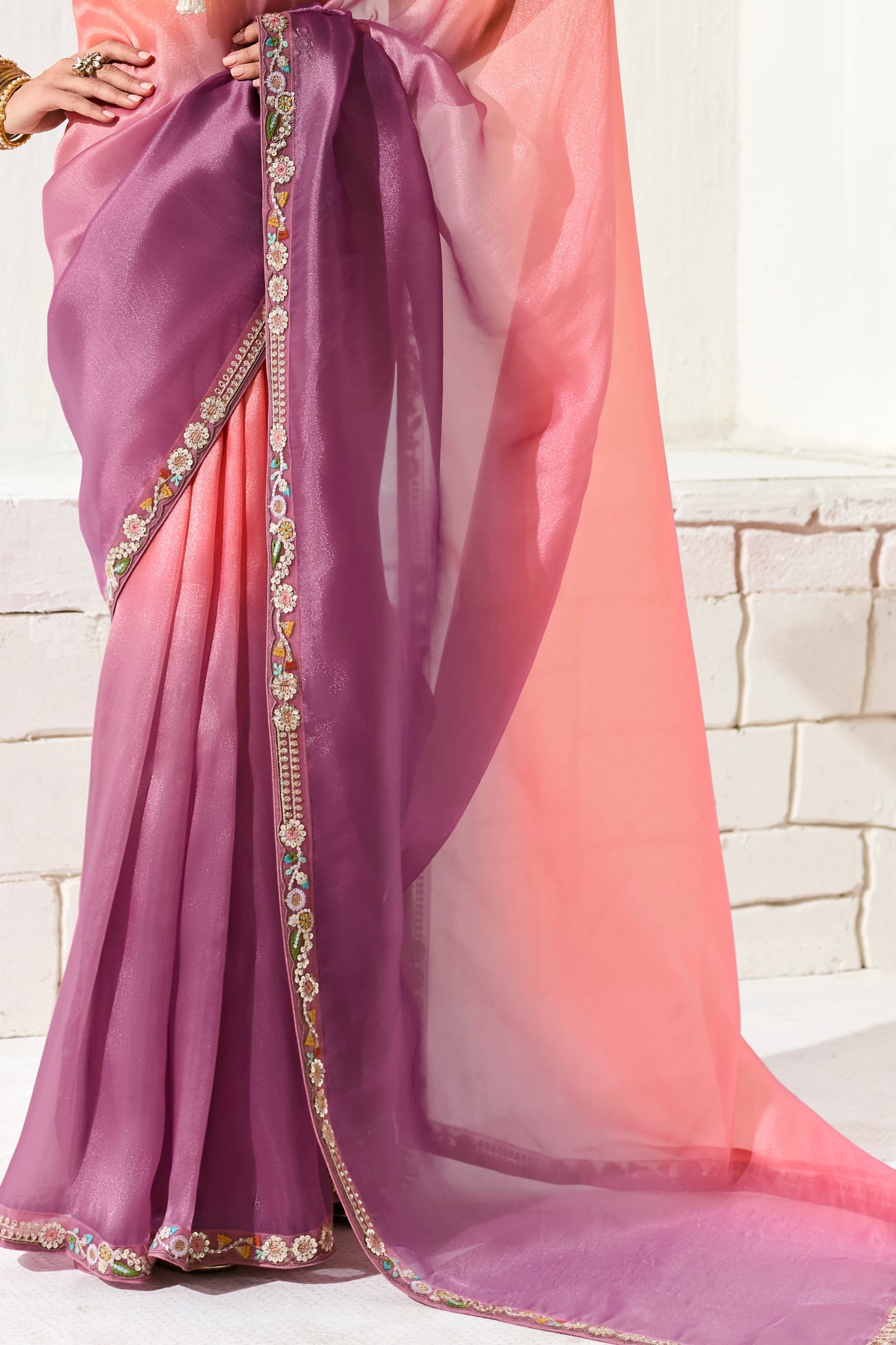 2-Tone Pink Embroidered Organza Tissue Saree-ZB134751_4_SareeButa.com