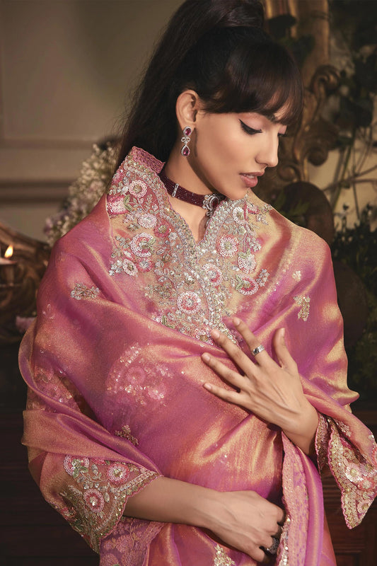 2-Tone Pink Embroidered Tissue Organza Saree-SAR10235_2_SareeButa.com