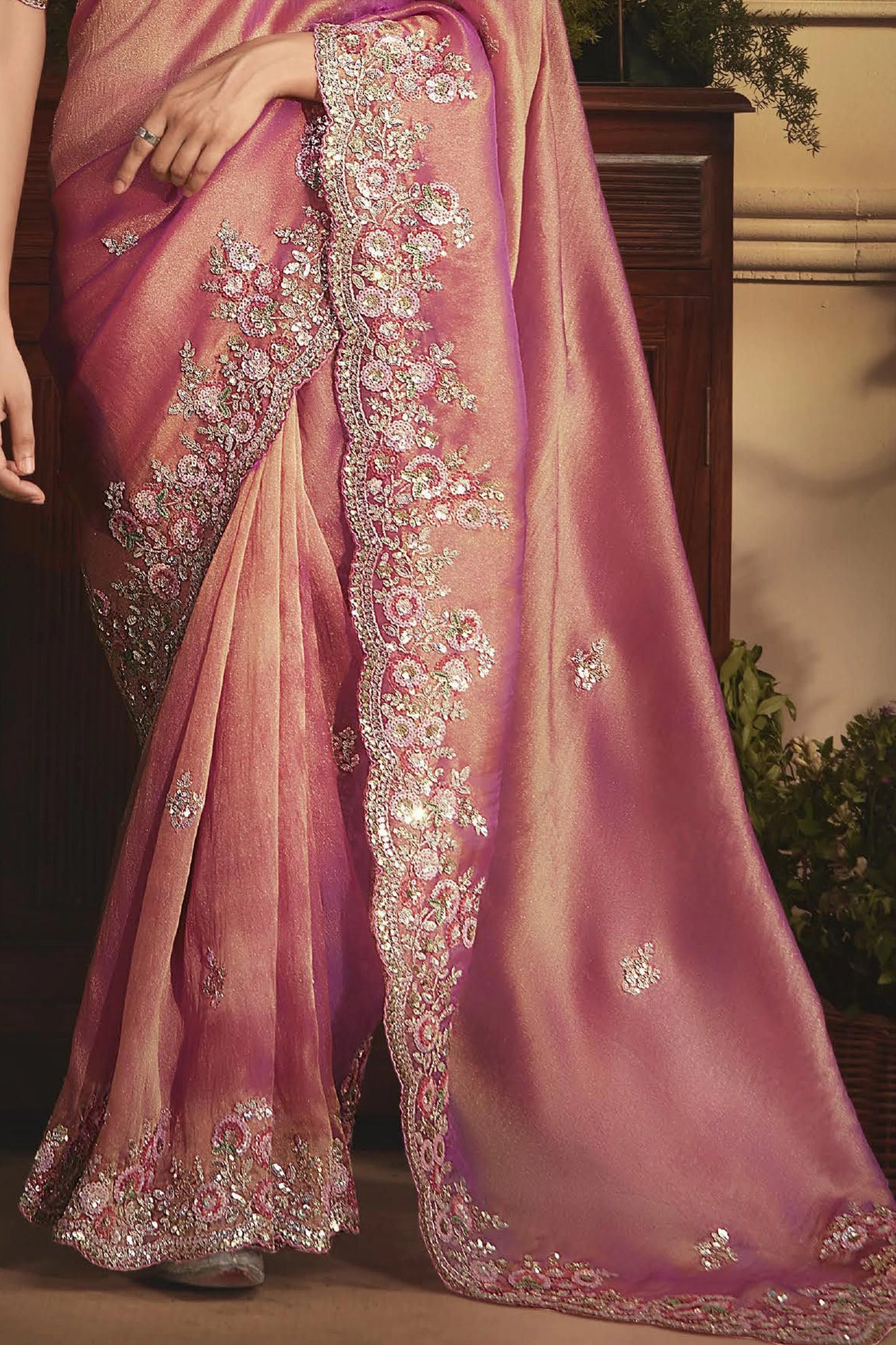 2-Tone Pink Embroidered Tissue Organza Saree-SAR10235_5_SareeButa.com