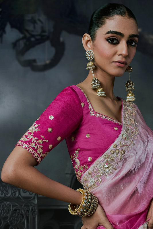 2-Tone Pink Embroidered Tissue Organza Saree-SAR13112_2_SareeButa.com