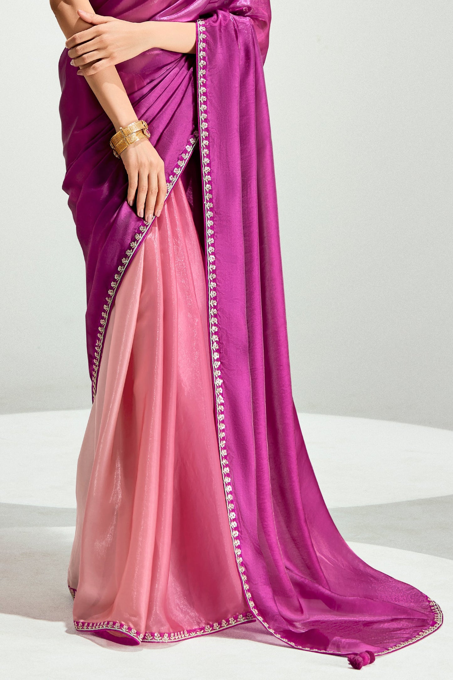2-Tone Pink Organza Tissue Saree-ZB134895_5_SareeButa.com
