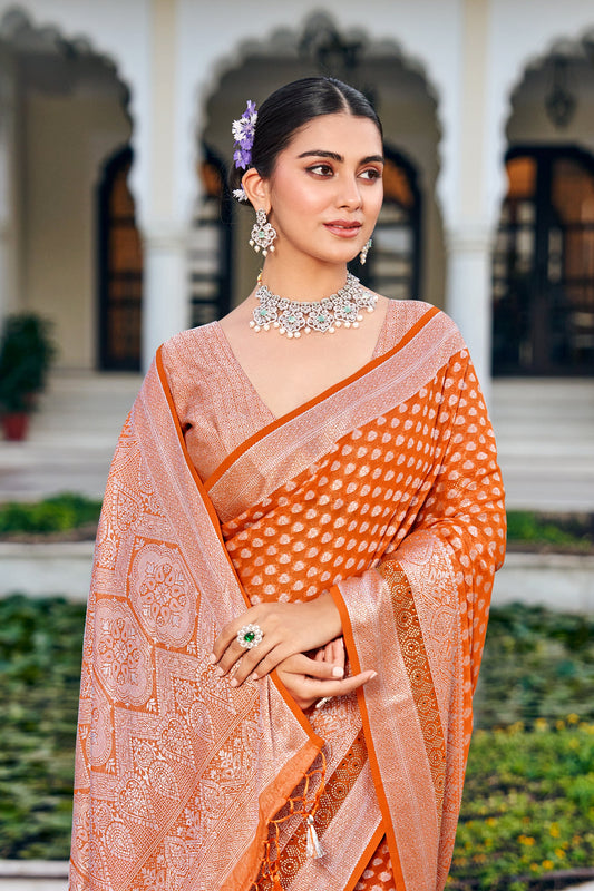 Apricot Woven Georgette Saree-SAR11277_2_SareeButa.com