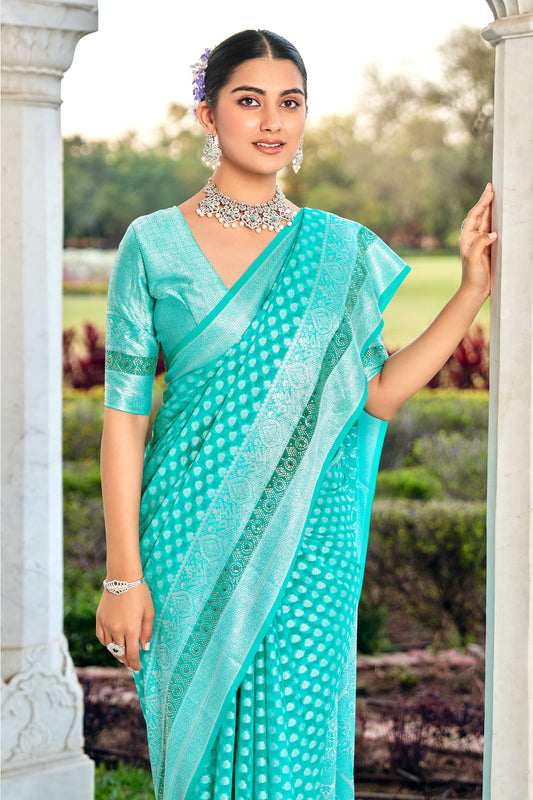 Aqua Blue Woven Georgette Saree-SAR11276_2_SareeButa.com