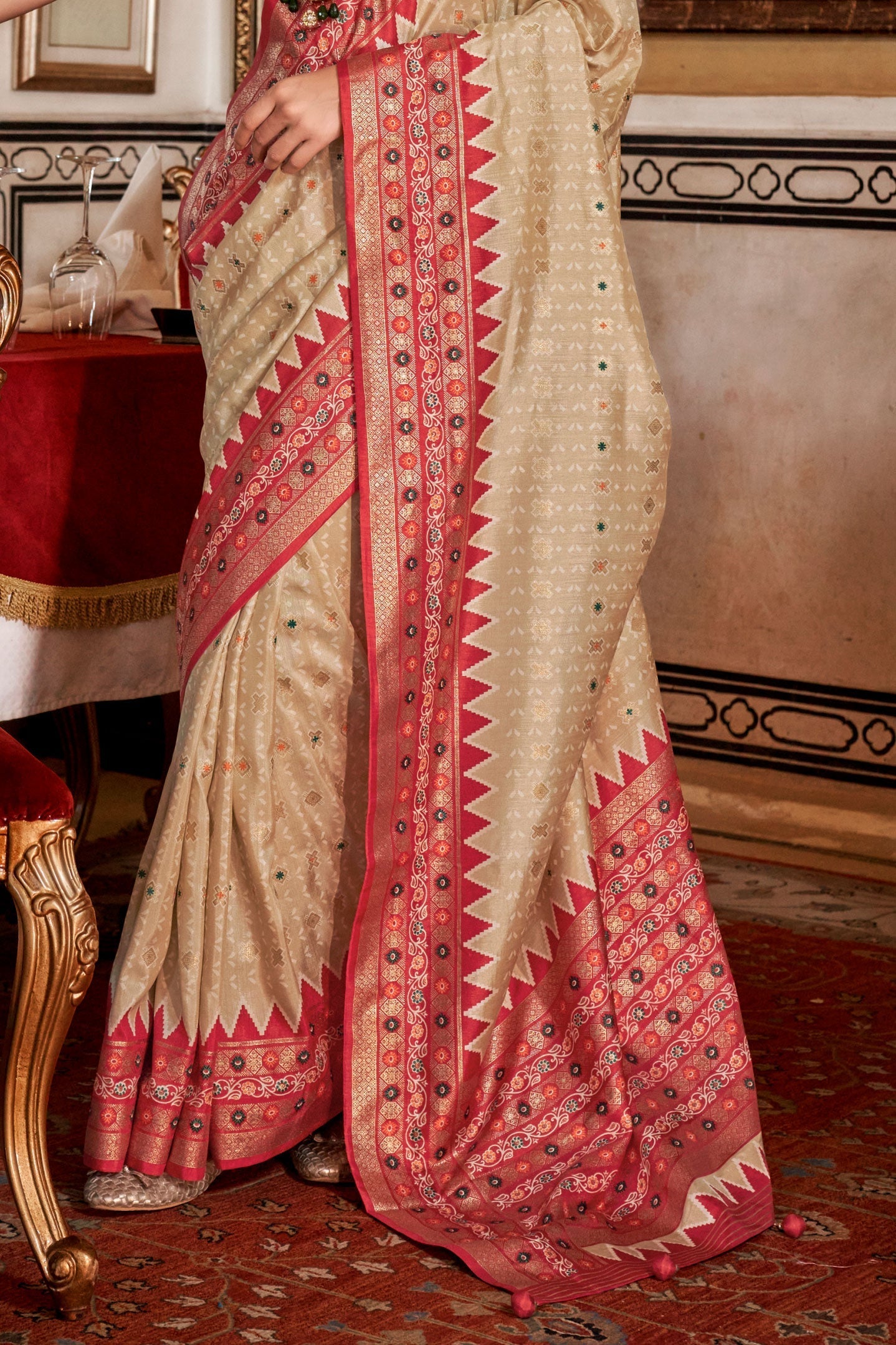 Beige Printed Patola Silk Saree-ZB133152_3_SareeButa.com