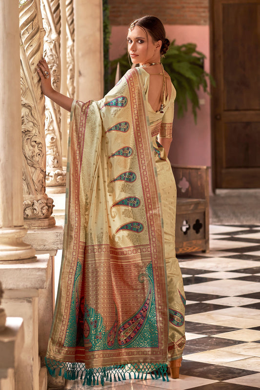 Beige Silk Saree-ZB133131_2_SareeButa.Com