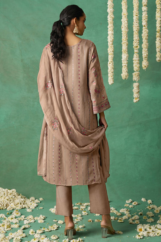 Beige Unstitched Embroidered Organza Salwar Suit-SS183_2_SareeButa.com