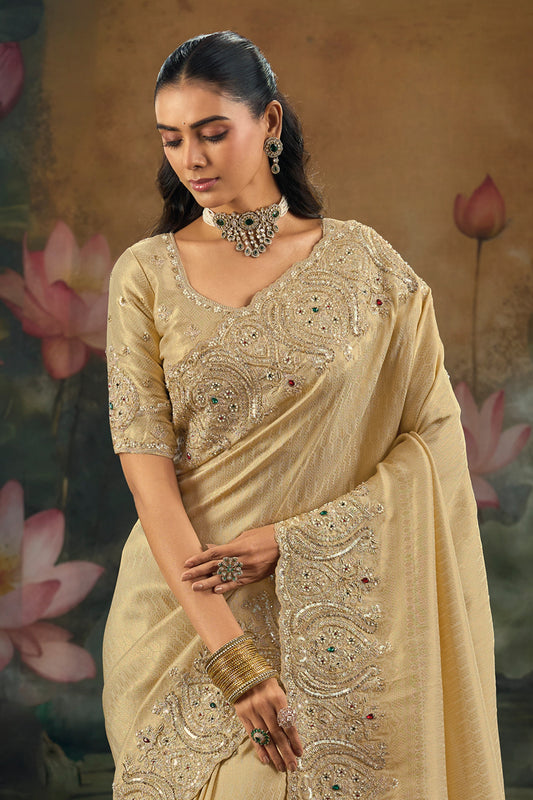 Beige Embroidered Kanjivaram Silk Saree-SAR12286_2_SareeButa.com