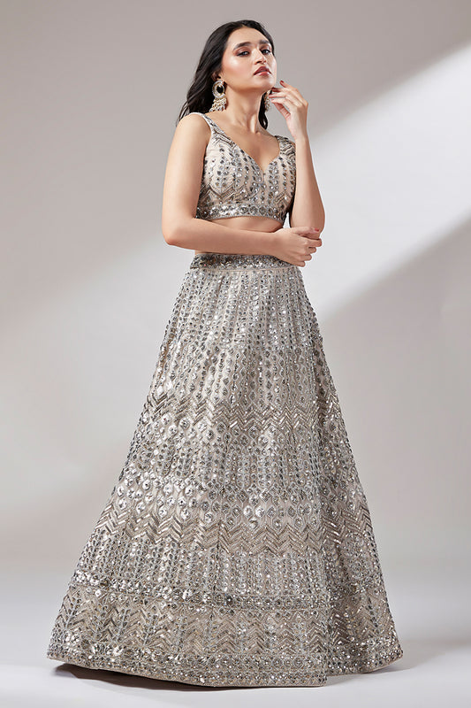 Beige Semi-Stitched Embroidered Net Lehenga-SAR12830_2_SareeButa.com