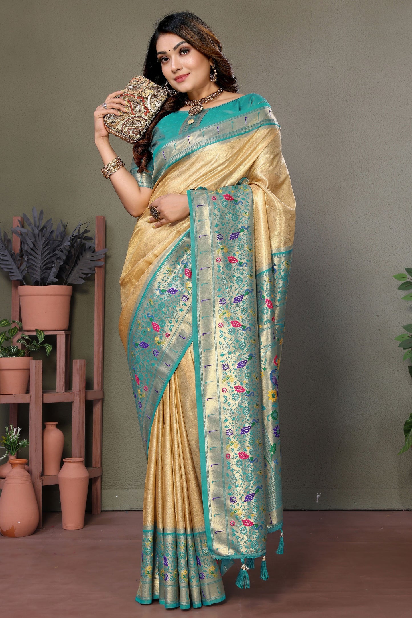 Beige Woven Tissue Silk Paithani Saree-ZB134819_4_SareeButa.com