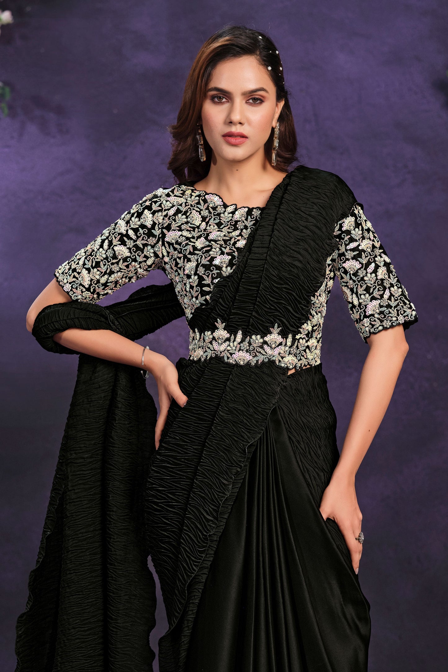 black-crepe-satin-readymade-saree-zb131308_3_SareeButa.com