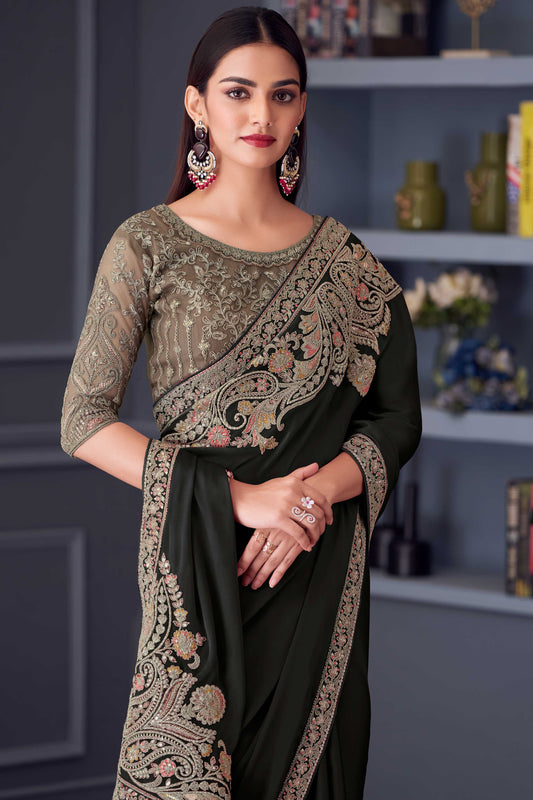 Black Embroidered Satin Silk Saree-ZB133648_2_SareeButa.com