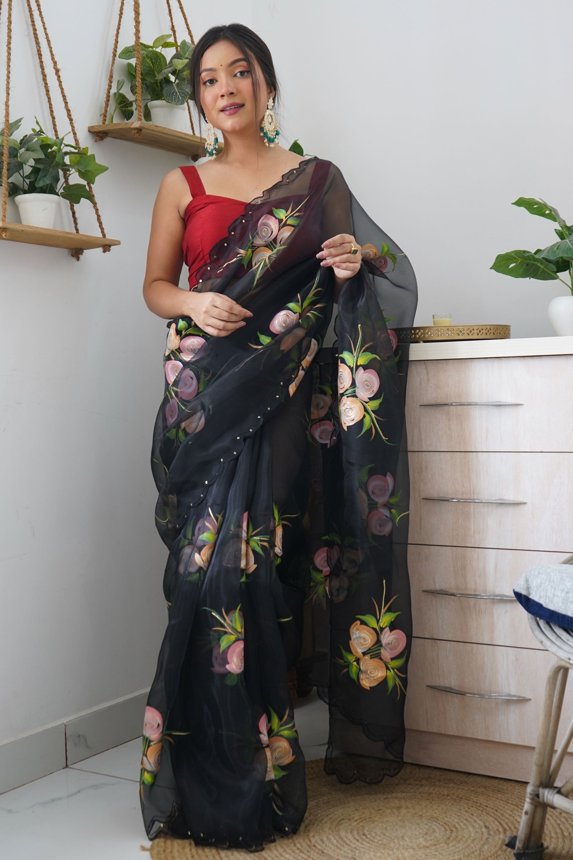 BLACK ORGANZA PALLA SAREE