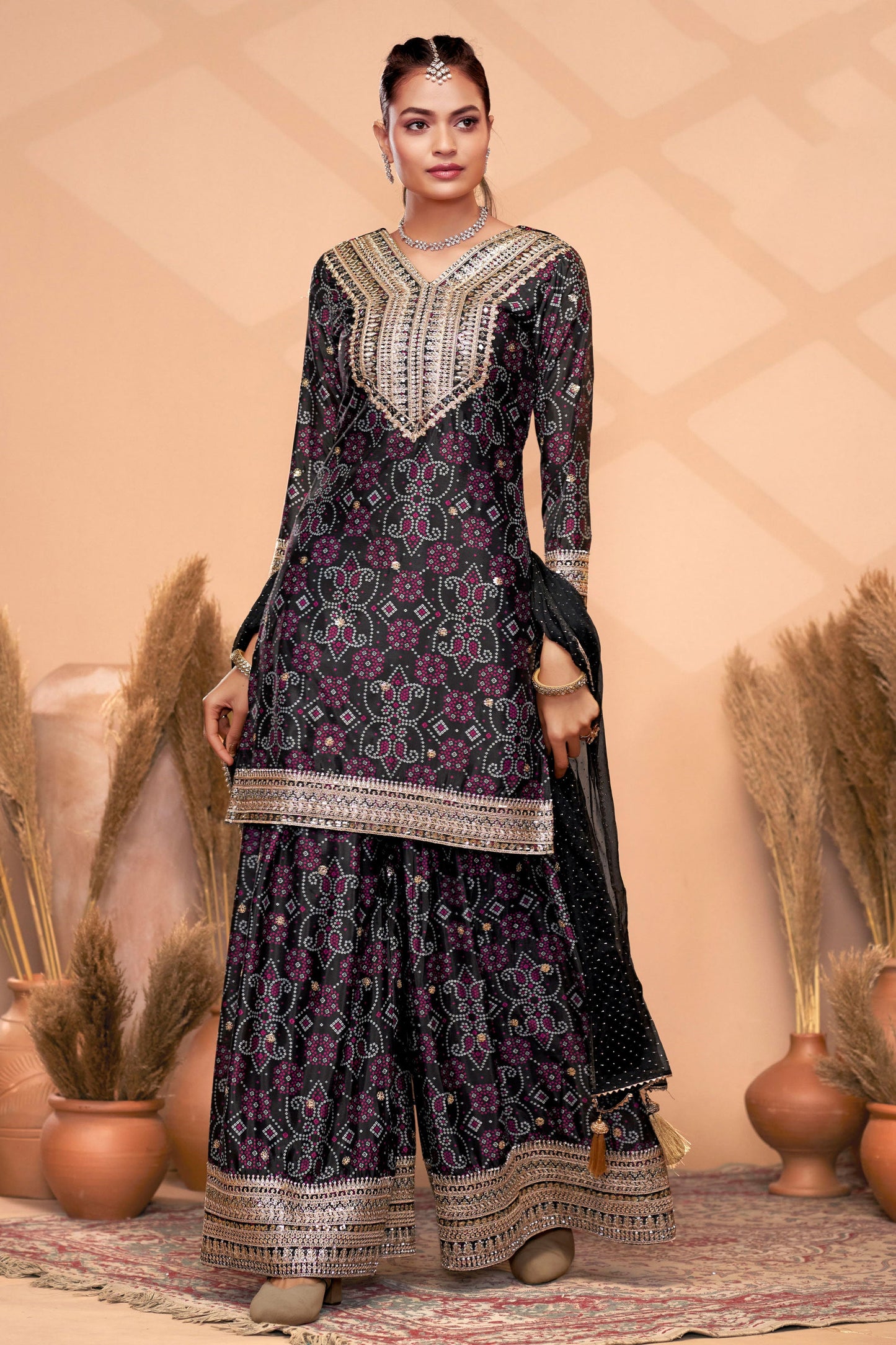 Black Readymade Chinon Suit-SS219_3_SareeButa.com