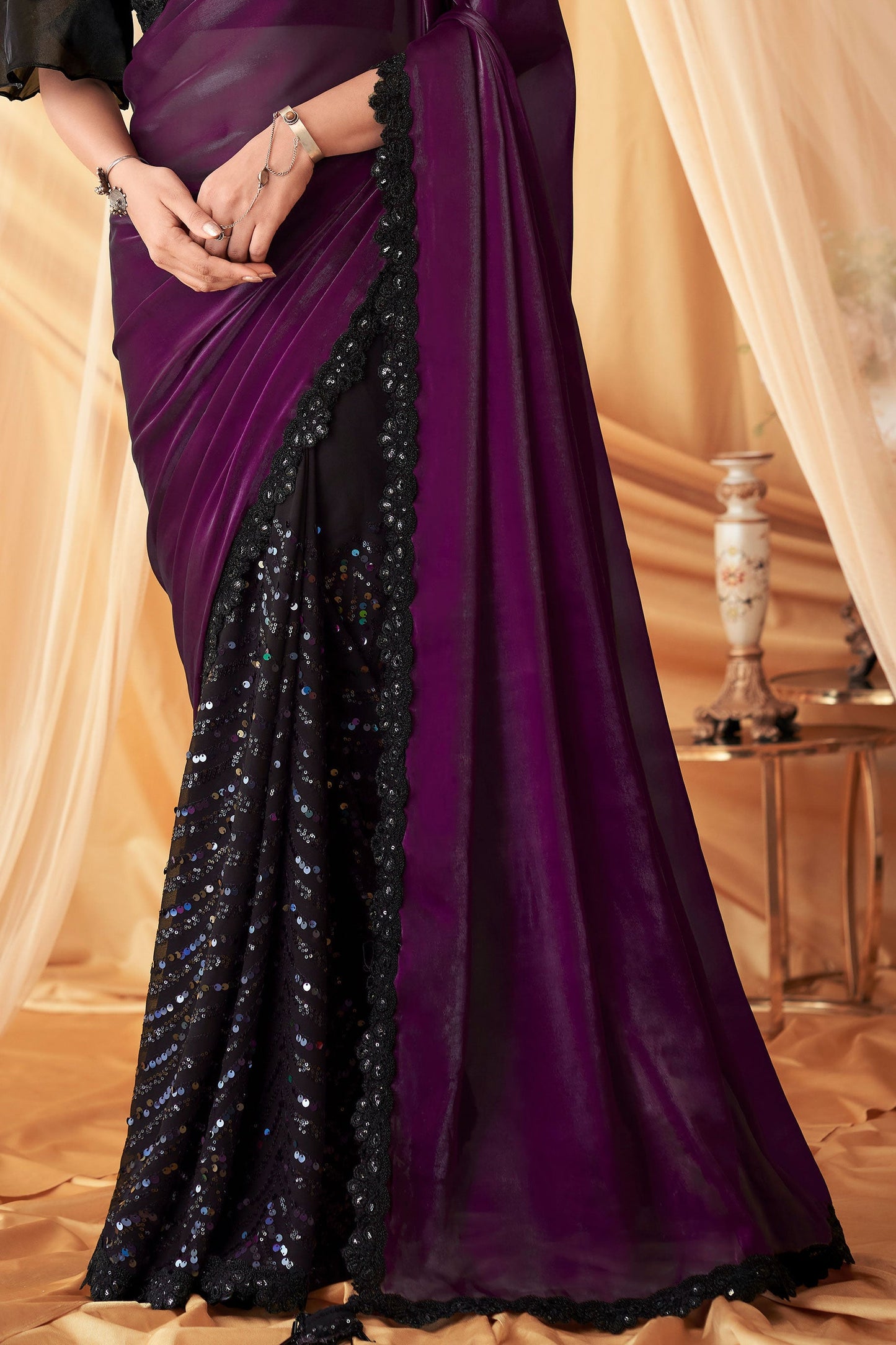 black-sequined-georgette-silk-saree-zb131071_3_SareeButa.com