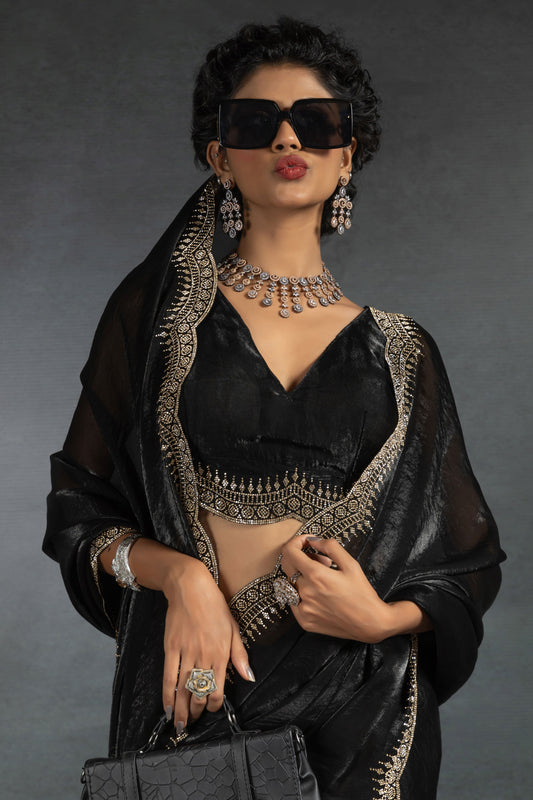 Black Stone Work Satin Silk Saree-ZB134293_2_SareeButa.com