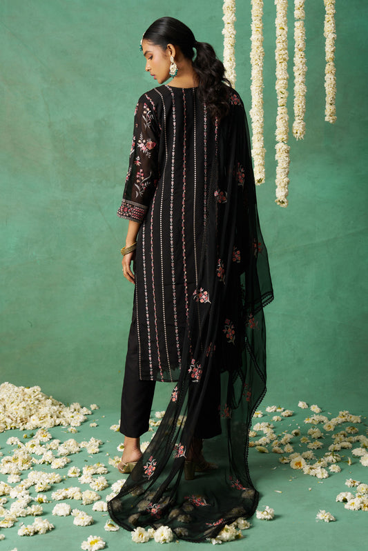Black Unstitched Embroidered Organza Salwar Suit-SS181_2_SareeButa.com