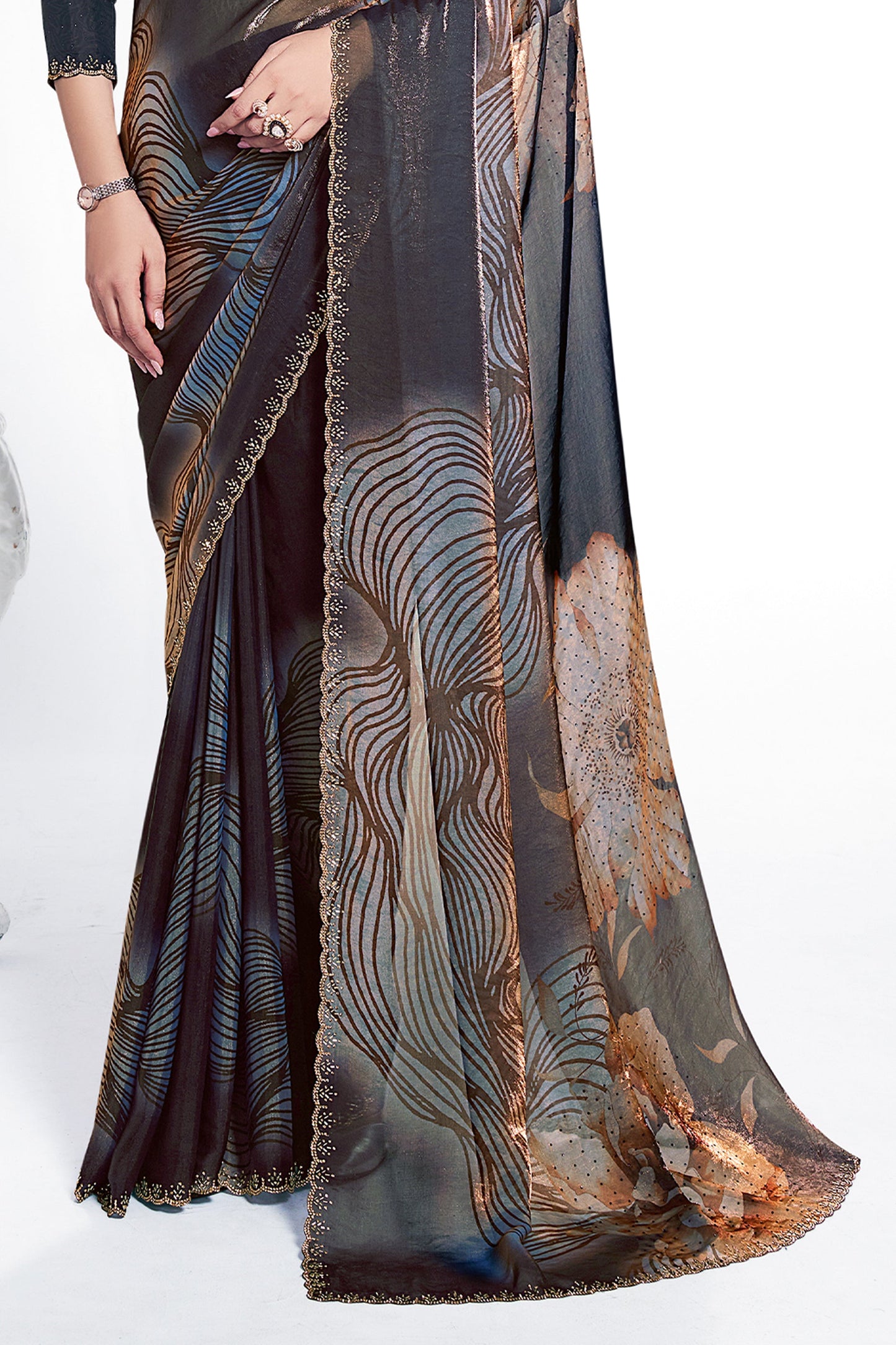 Black Digital Printed Satin Silk Saree-SAR10269_4_SareeButa.com
