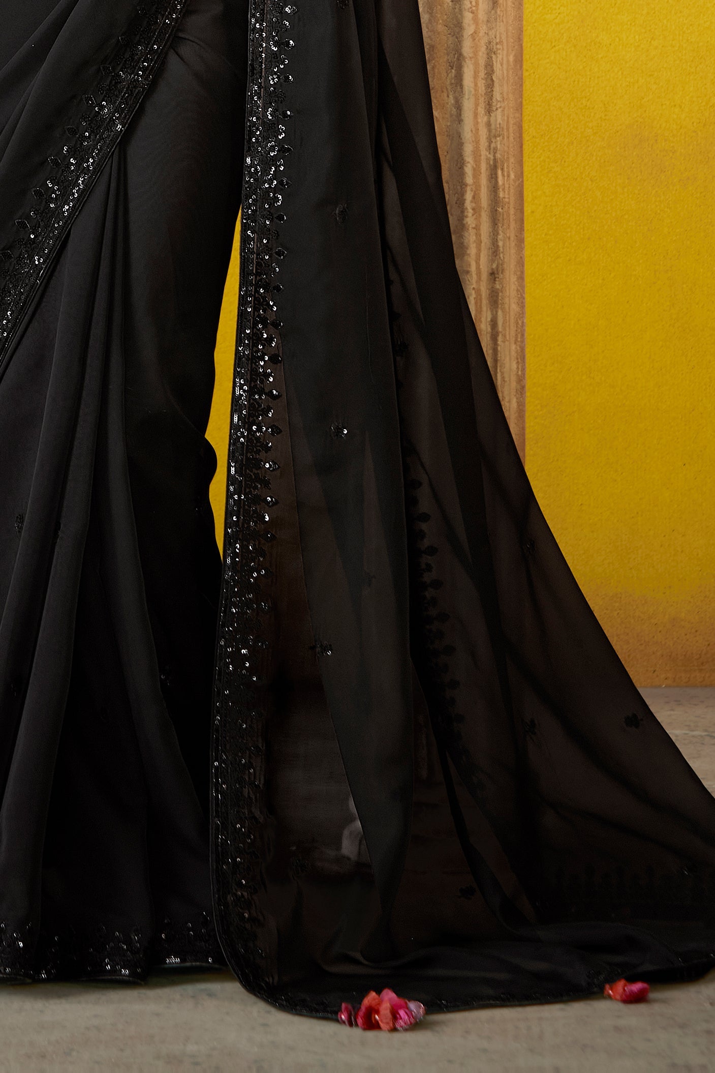 Black Embroidered Glass Tissue Saree-ZB133817_4_SareeButa.com