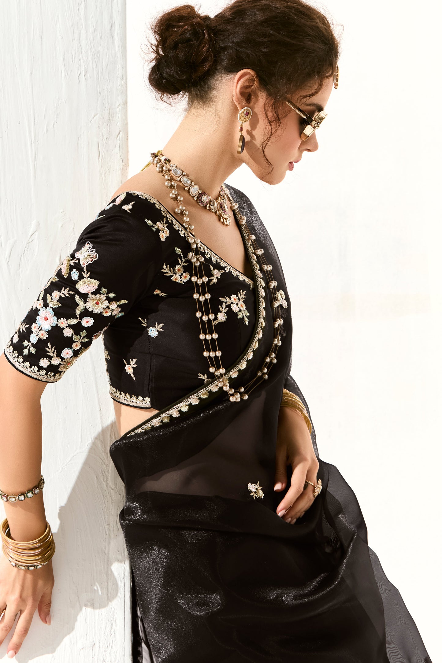 Black Embroidered Organza Tissue Saree-ZB134742_4_SareeButa.com