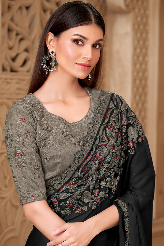 Black Embroidered Satin Silk Saree-SAR12456_2_SareeButa.com