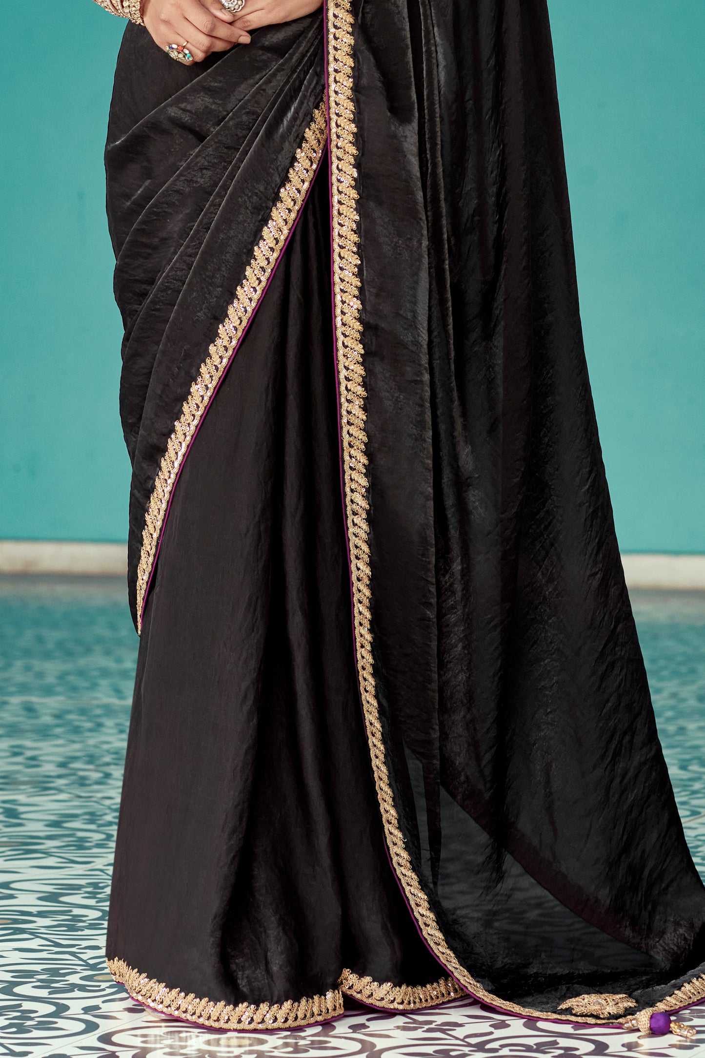 Black Embroidered Tissue Saree-ZB134091_4_SareeButa.com