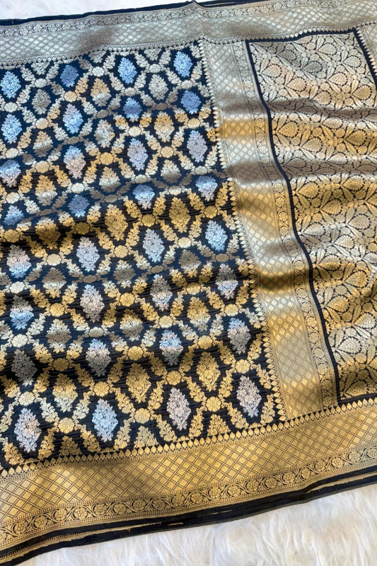 Black Nita Ambani Inspired Banarasi Saree-ZB134120_3_SareeButa.com