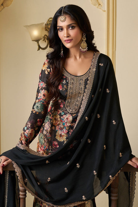 Black Readymade Chinon Suit-SS388_2_SareeButa.com