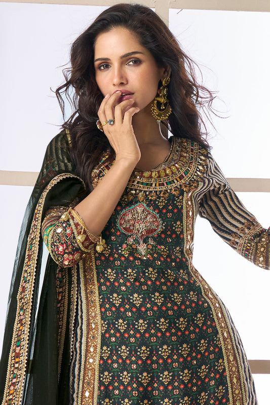 Black Readymade Viscose Crepe Sharara Suit-SS704_2_SareeButa.com