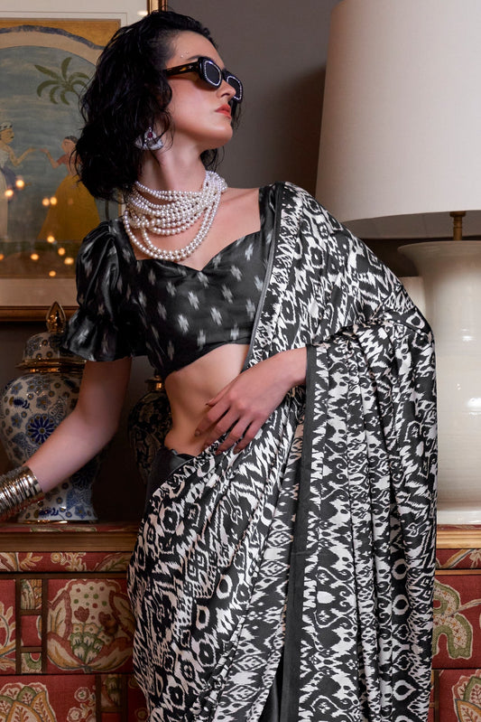 Black Satin Crepe Patola Print Saree-ZB133883_2_SareeButa.com