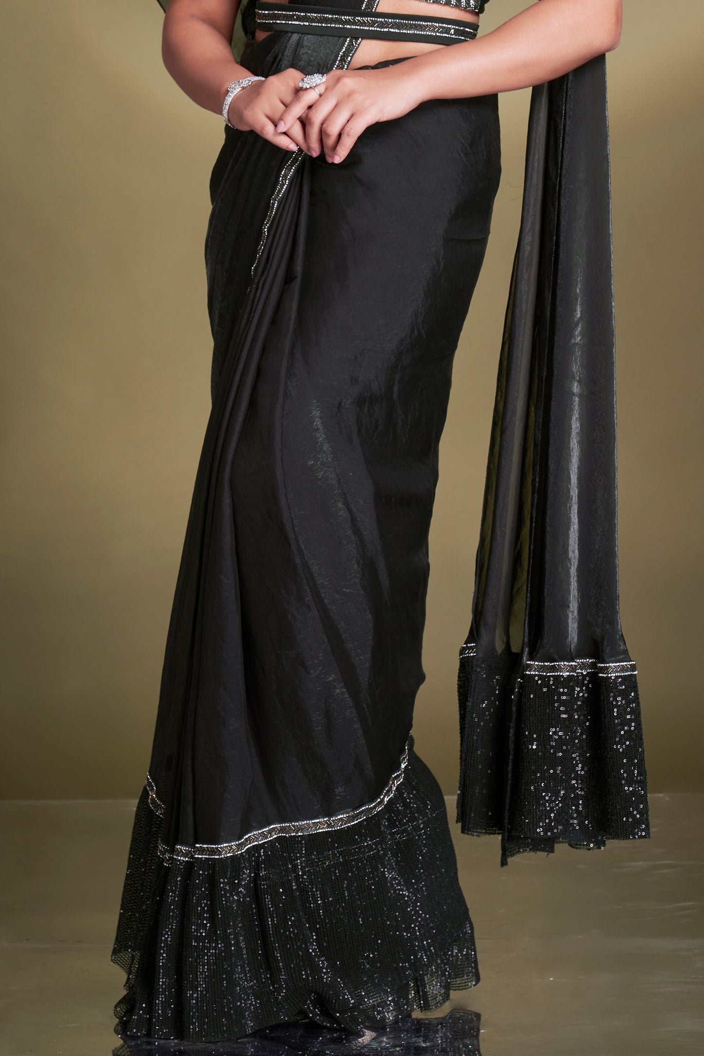 Black Satin Silk Ready to Wear Saree-ZB134616_4_SareeButa.com