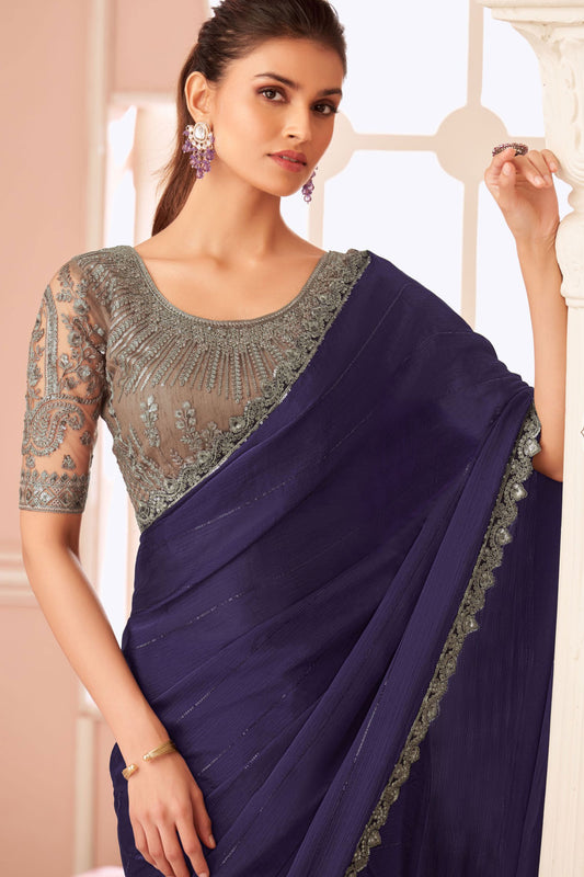 Blue Embroidered Satin Saree-ZB133967_2_SareeButa.com