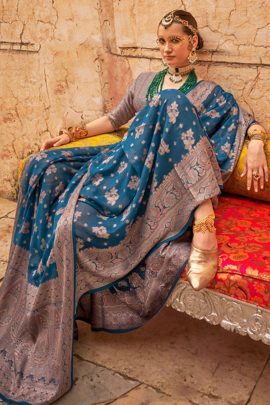 Blue Georgette Saree-ZB133155_2_SareeButa.com
