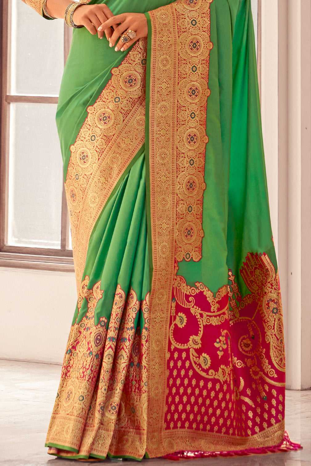 Blue Green Silk Saree-ZB133125_3_SareeButa.Com