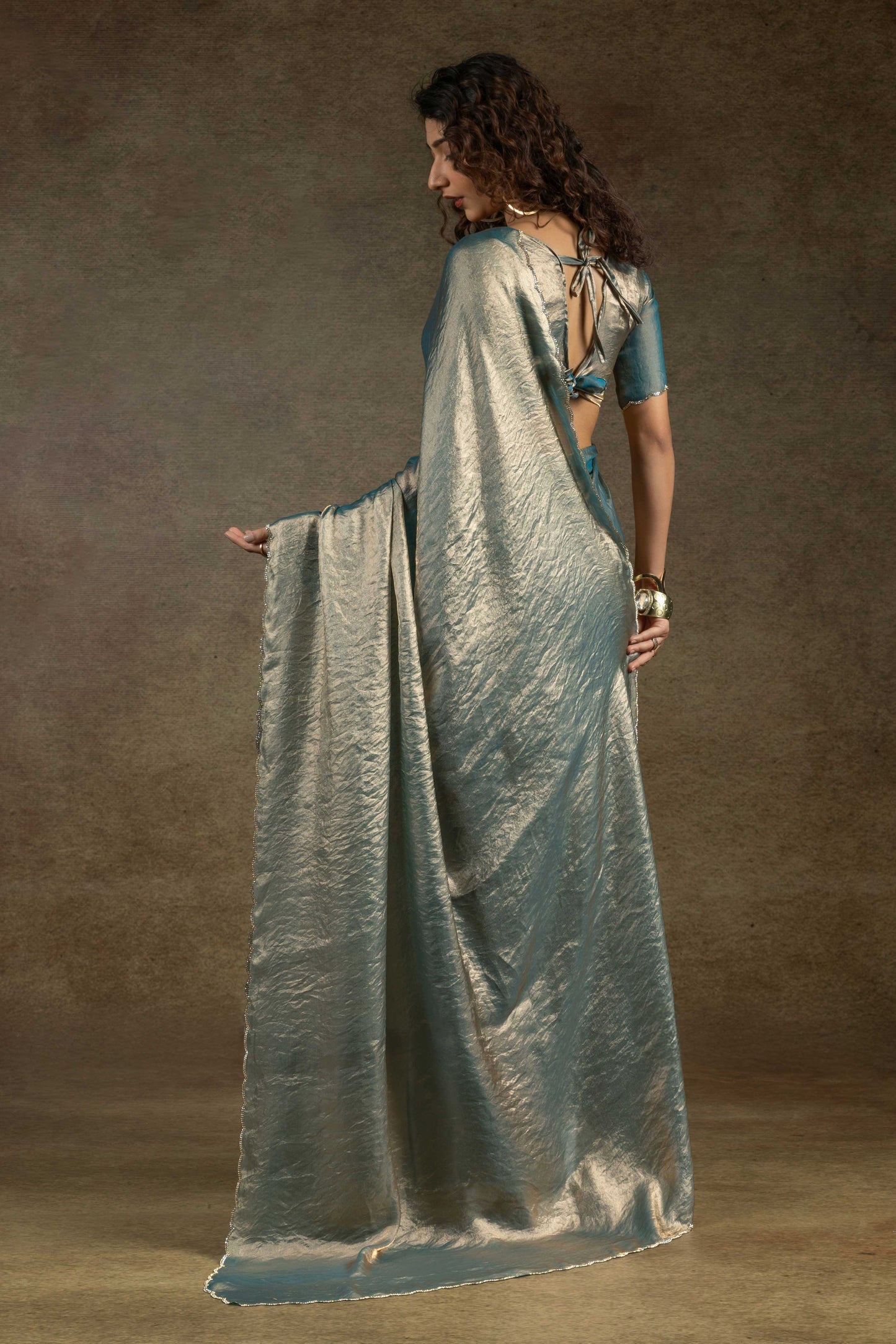 Blue Grey Satin Silk Readymade Saree-ZB134323_4_SareeButa.com